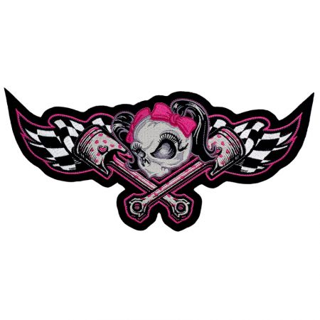 Huy hiệu thêu hình cô gái đầu lâu cho quần áo