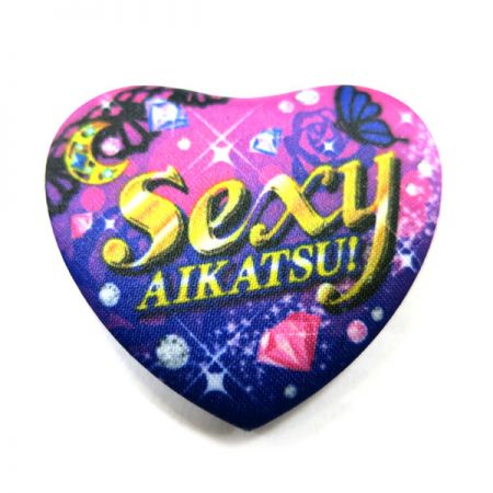 Heart Shaped Fabric Button Badges