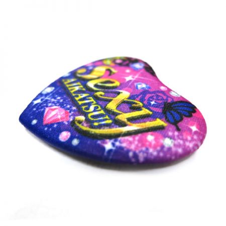 kids decorated fabric button badge