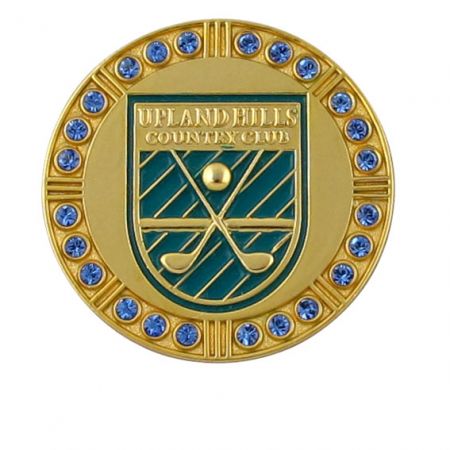 Personalized Golf Ball Markers with 3D Motif and Rhinestones - personalized golf ball markers