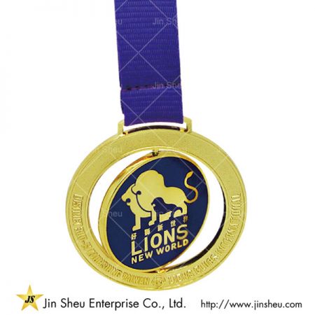 Auszeichnungsmedaille mit einem Spinner - Drehender Löwenclub-Medaillon
