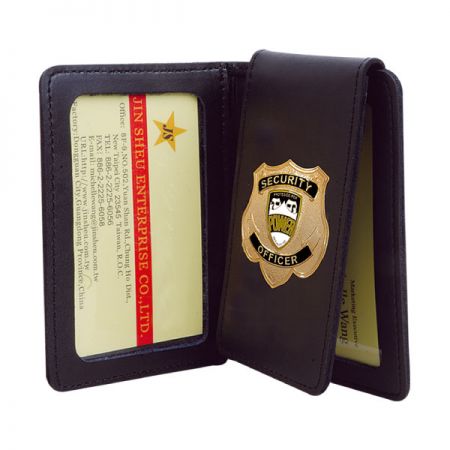 Кожаный держатель значка - Кошелек из полицейской кожи с значком