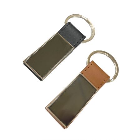 leather keyring with recessed area for decal