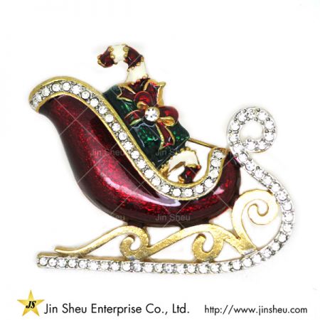 빈티지 크리스마스 썰매 브로치 - 크리스마스 썰매 브로치