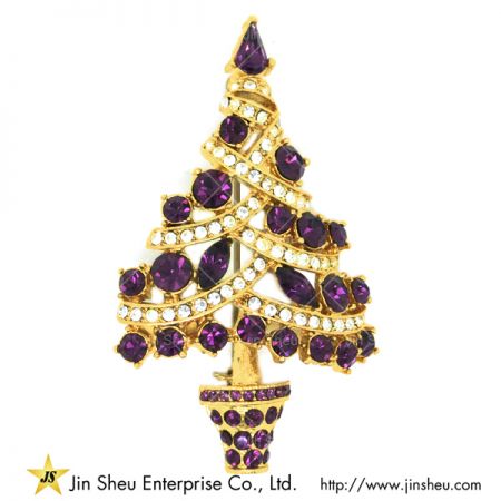 Pretty Christmas Tree Brooch Pin - Christmas Tree Brooch