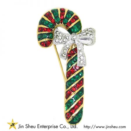 Vintage Candy Cane Brooch Pin - christmas candy cane brooch