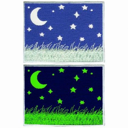 patch bordado promocional que brilha no escuro