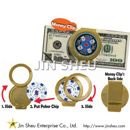 Geldklammer für individuelles Logo Pokerchip - Pokerchip-Geldklammer
