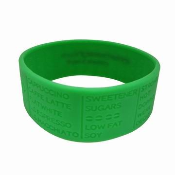 pulseira larga de silicone verde personalizada