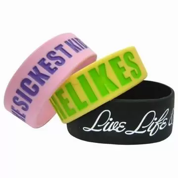 Pulseira de Silicone Larga com Preenchimento de Cor - Pulseira de Silicone Larga com Preenchimento de Cor