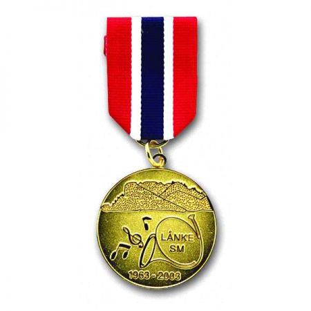 Stamped Brass Award Medal with Short Ribbon