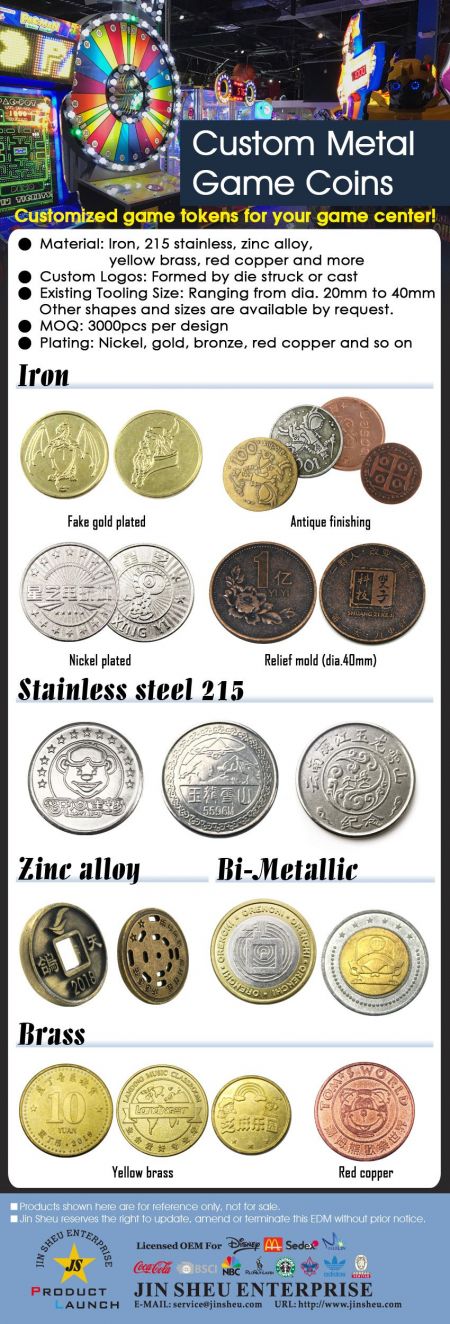 Engros tilpassede mynter til kasinoarkadespill