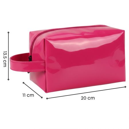 Dimensions de la trousse de maquillage en PU brillant