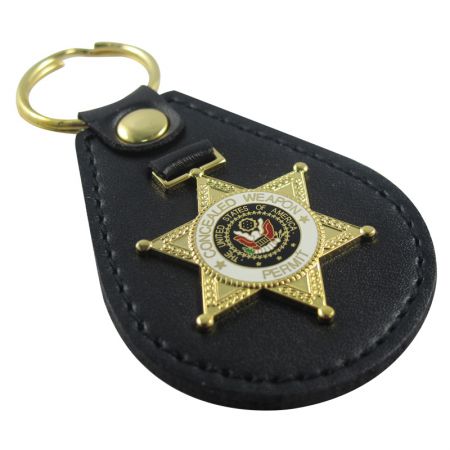 Porte-clés en cuir avec badges de police - Porte-clés en cuir avec badges de police