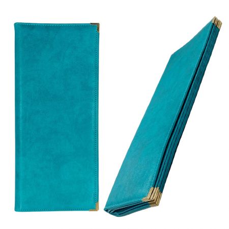 turquoise leather wine list menu book