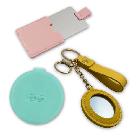 Przenośne skórzane lusterka kompaktowe