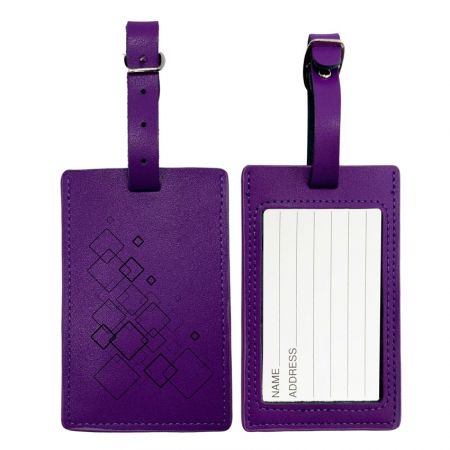 Кожаные бирки с именем для багажа - Фиолетовые кожаные бирки с именем для багажа с индивидуальной печатью
