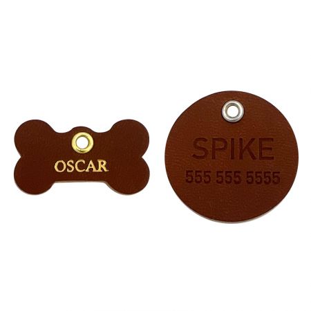 Leather Pet Tag with Custom Logos