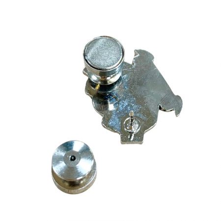 silver pin with a deluxe magnet pin back