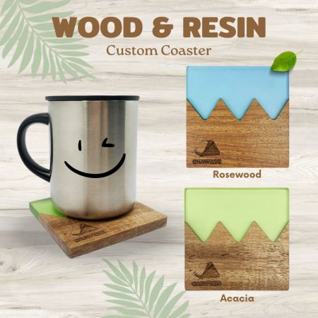 木製と樹脂製コースター - 木製樹脂コースター