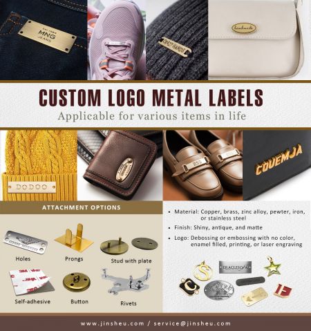 Etiquetas de metal com logotipo personalizado