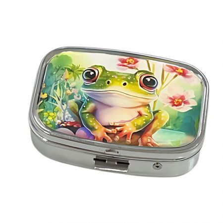 印刷されたエポキシステッカー付き金属製ピルホルダー