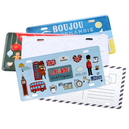 بطاقة بريد معدنية - لوحة ترخيص شخصية