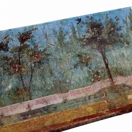 zoom in on the details of photo magnet featuring a painting of Roman wall painting