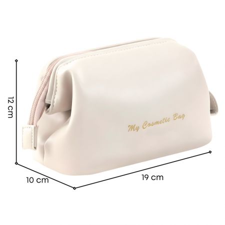 Full dimension of faux leather makeup bag