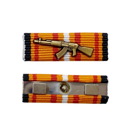 army service ribbon bar with a metal emblem