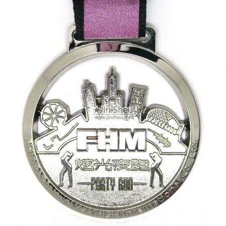 Medalhas de corrida noturna - Medalha de premiação FHM LED Party Run