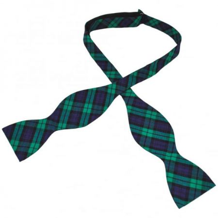 blue and green plaid pattern self tie