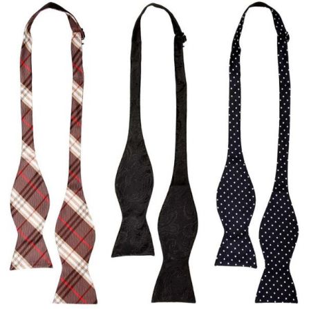 self ties in three different patterns and colors