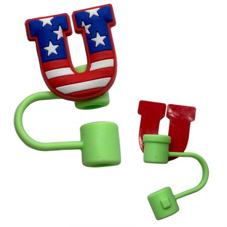 Silicone Straw Cap Cover - custom straw cover cap in USA flag theme