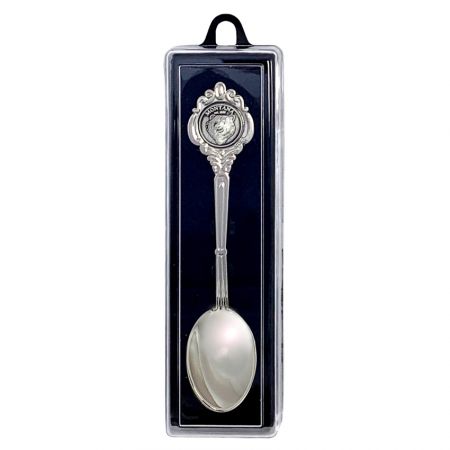 Front view of the plastic presentation box for commemorative spoon