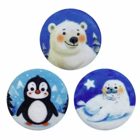 Squishy Plush Fabric Pinback Buttons - personalized button pins of fuzzy, furry animals