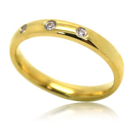 anéis de joias de aço inoxidável banhados a ouro