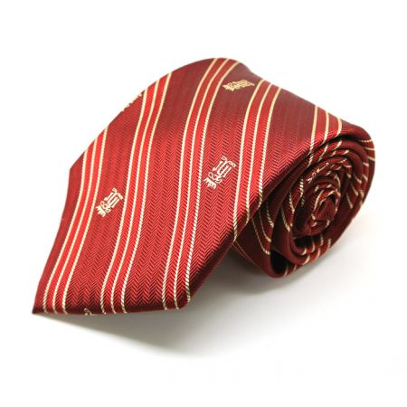 ストライプ織りロゴのネクタイ