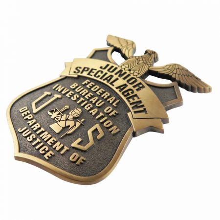Die Struck Brass Badge with Antique Finishing - Antique USA badges