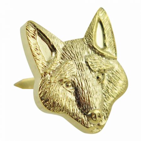Die struck brass lapel pin in 3D fox details