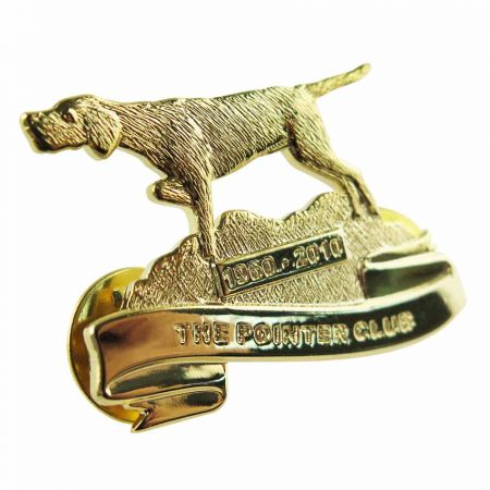 3D Die Struck Brass Badges - gold dog badges
