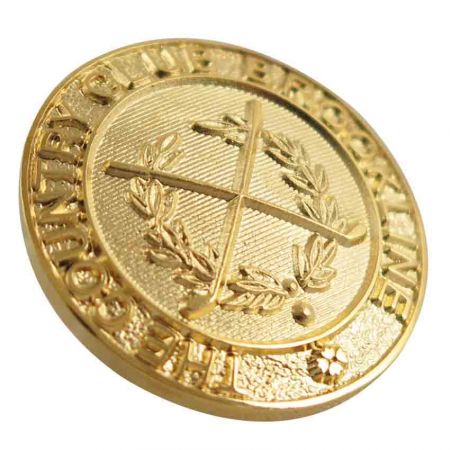 Die Struck Brass Badges without enamel colors - Gold die struck badges