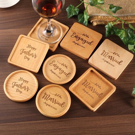 wood wedding coasters
