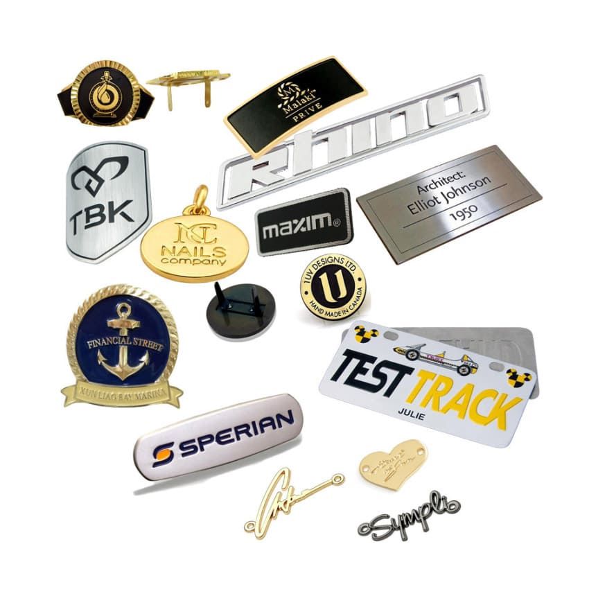 Custom metal tags are made from high-quality brass, zinc alloy, iron, stainless steel, or aluminum, and can be customized with your company logo or name.