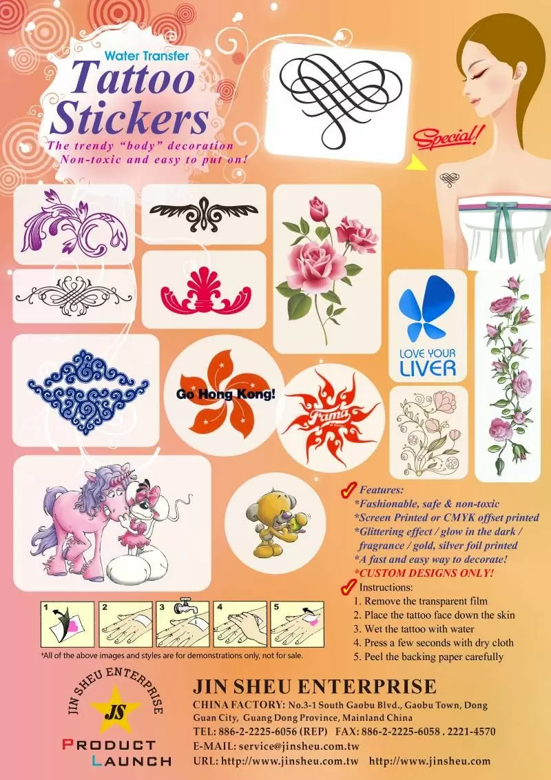 Temporary Tattoos for Tattoo and Body Art
