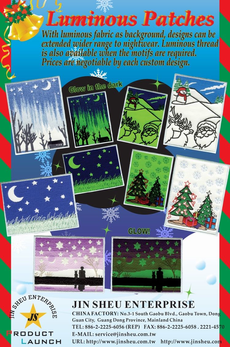 Pimeässä hohtavat brodeeratut tarrat