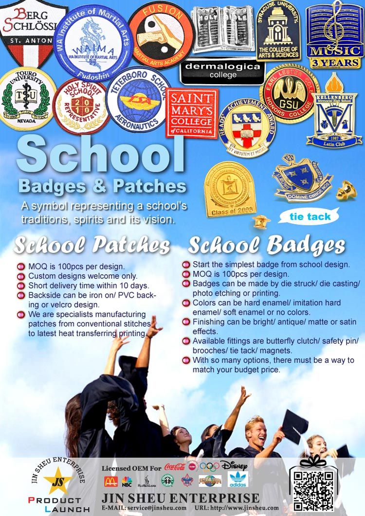 Individuelle Universitätsabzeichen & Schulpatches