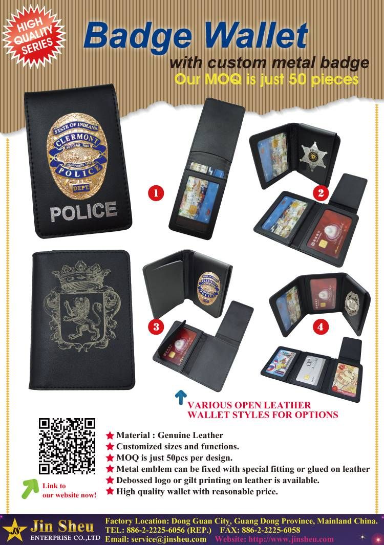 Polizei Lederabzeichen Brieftasche