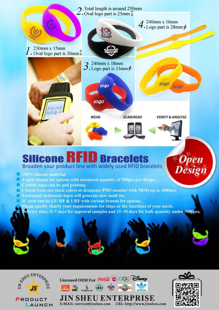 Pulseras de silicona RFID.