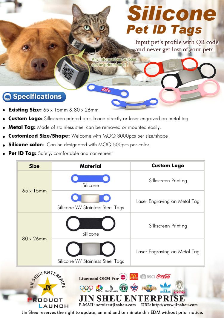 Etichette per animali domestici in silicone con loghi personalizzati